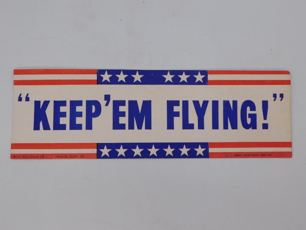 WWII 'Keep 'Em Flying' US Army Recruiting Service Bumper Sign (1 of 6)
