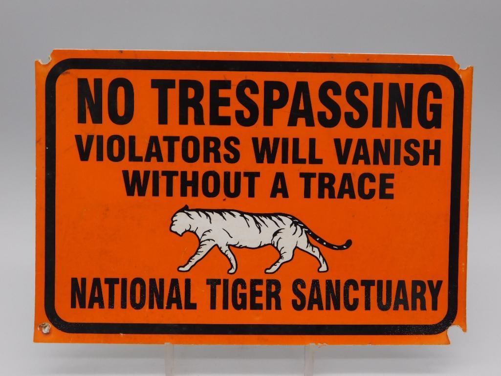 National Tiger Sanctuary No Trespassing Metal Sign (1 of 2)
