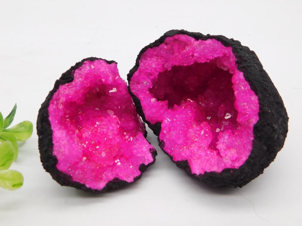 Pink Agate Crystal Geode Pair (1 of 2)