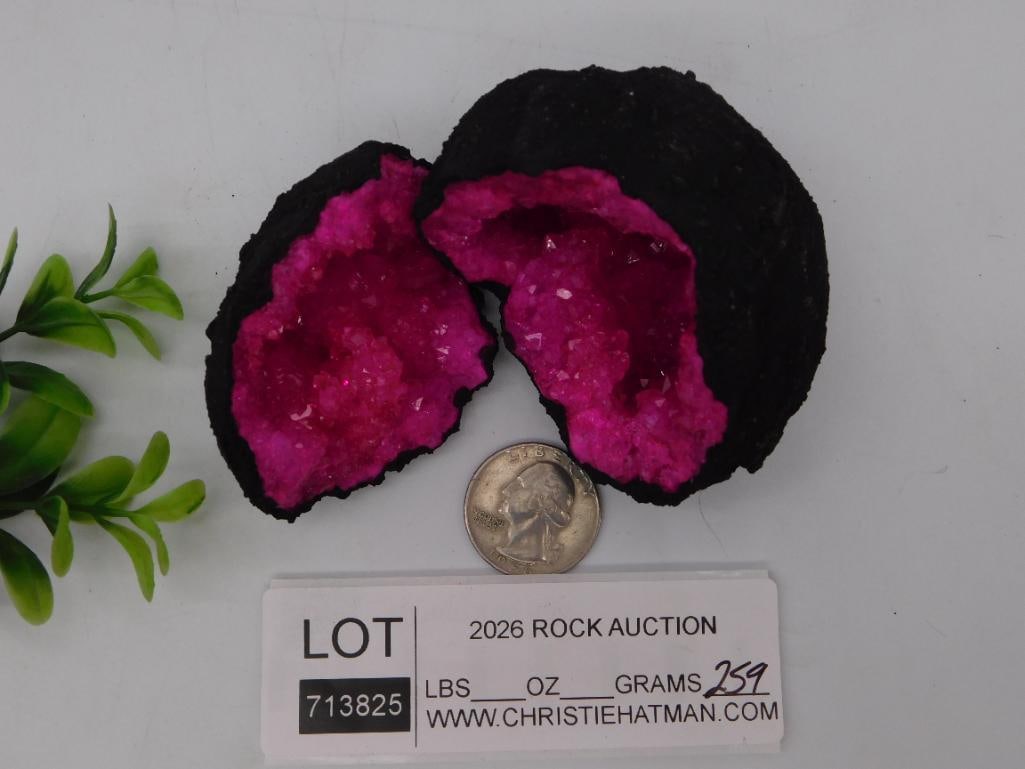 Pink Agate Crystal Geode Pair - 2