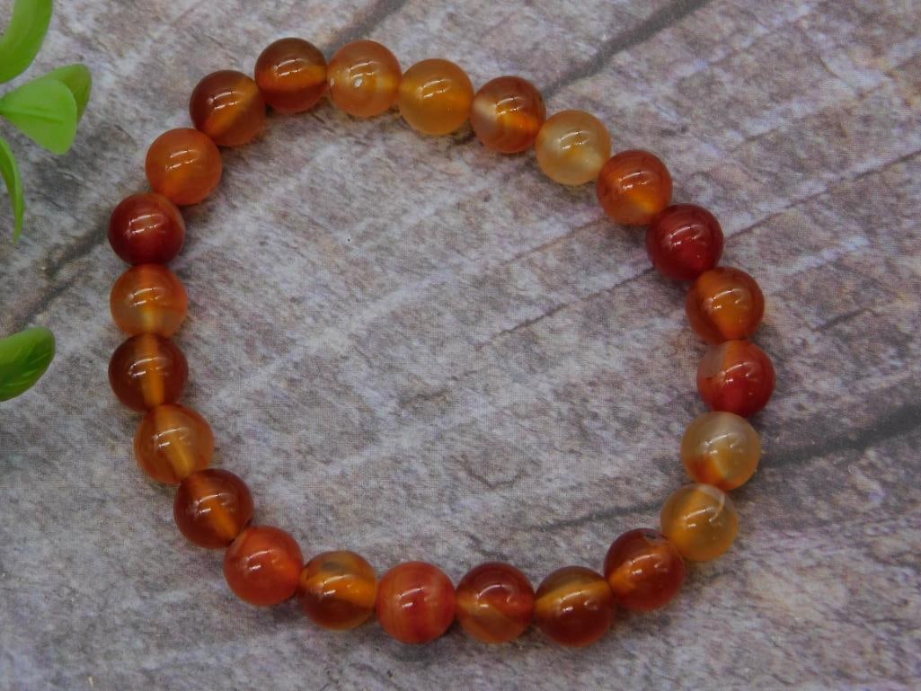 Bracelet: Carnelian Agate Beaded Stretch Bracelet (1 of 2)