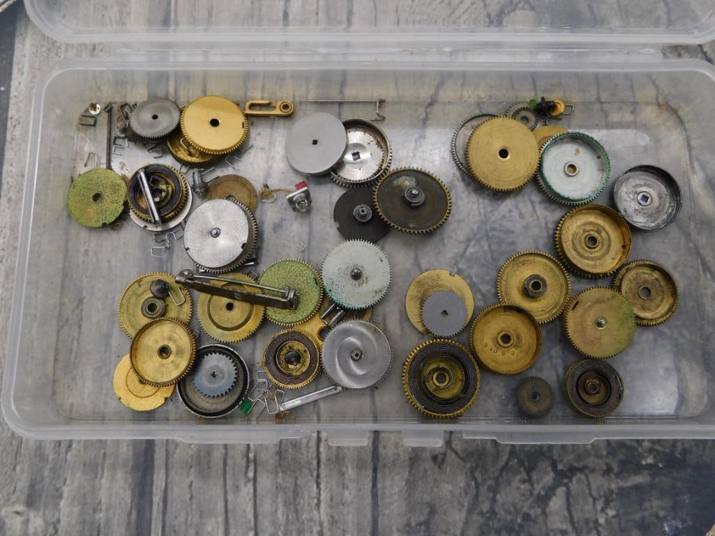 Antique - Clock or Watch Movement Gear Assortment, Plastic Case