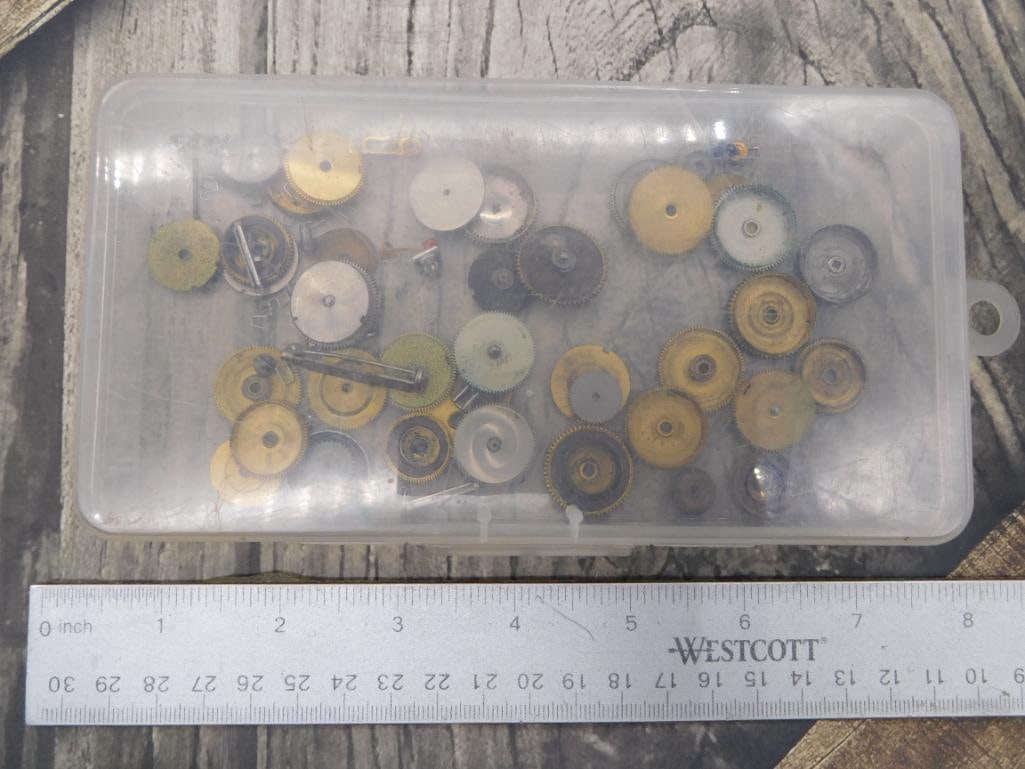 Antique - Clock or Watch Movement Gear Assortment, Plastic Case - 3