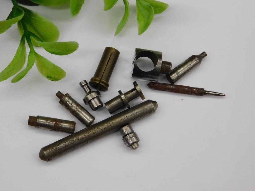 VINTAGE WATCHMAKER WATCHMAKING STUMP TOOLS 3166: Includes a mix of metal stump tools of varying shapes and sizes. Suitable for industrial applications or watchmaking projects requiring precision components. Made from durable metal materials for