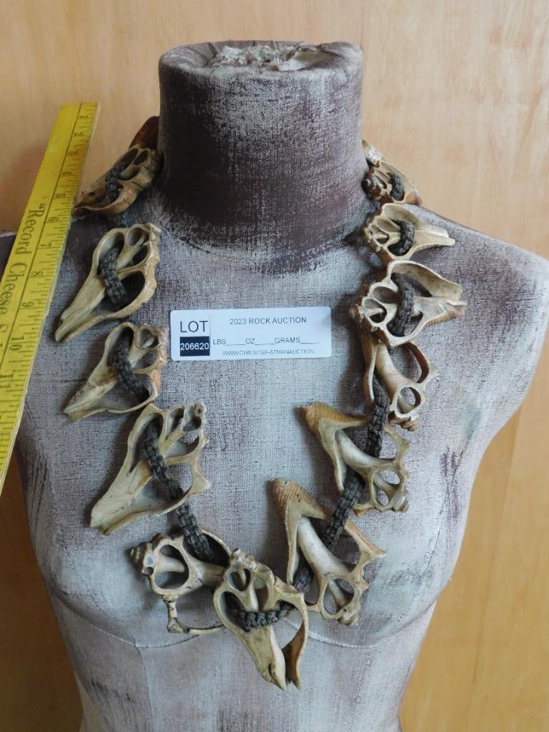 SLICED SHELL AFRICAN TRADE BEAD NECKLACE - 4