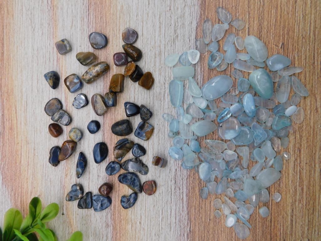 AQUAMARINE PIETERSITE AND BLUE TOPAZ ROCK STONE LAPIDARY SPECIMEN: AQUAMARINE PIETERSITE AND BLUE TOPAZ ROCK STONE LAPIDARY SPECIMEN