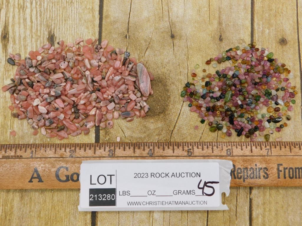 RHODOCHROSITE AND TOURMALINE ROCK STONE LAPIDARY SPECIMEN: Discover an extraordinary collection of natural wonders and estate treasures in Hatman's Auctions' Treasures of the Earth Online Auction! Browse turquoise, agate, jasper, petrified wood, quartz