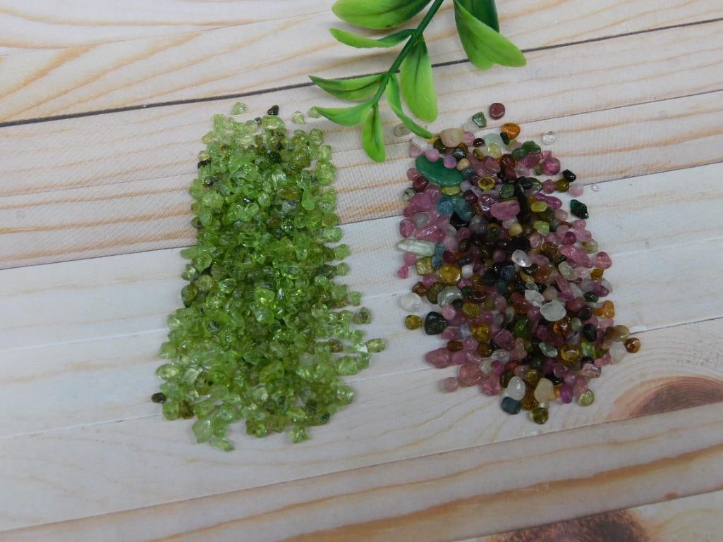 PERIDOT AND TOURMALINE ROCK STONE LAPIDARY SPECIMEN: Discover an extraordinary collection of natural wonders and estate treasures in Hatman's Auctions' Treasures of the Earth Online Auction! Browse turquoise, agate, jasper, petrified wood, quartz crysta