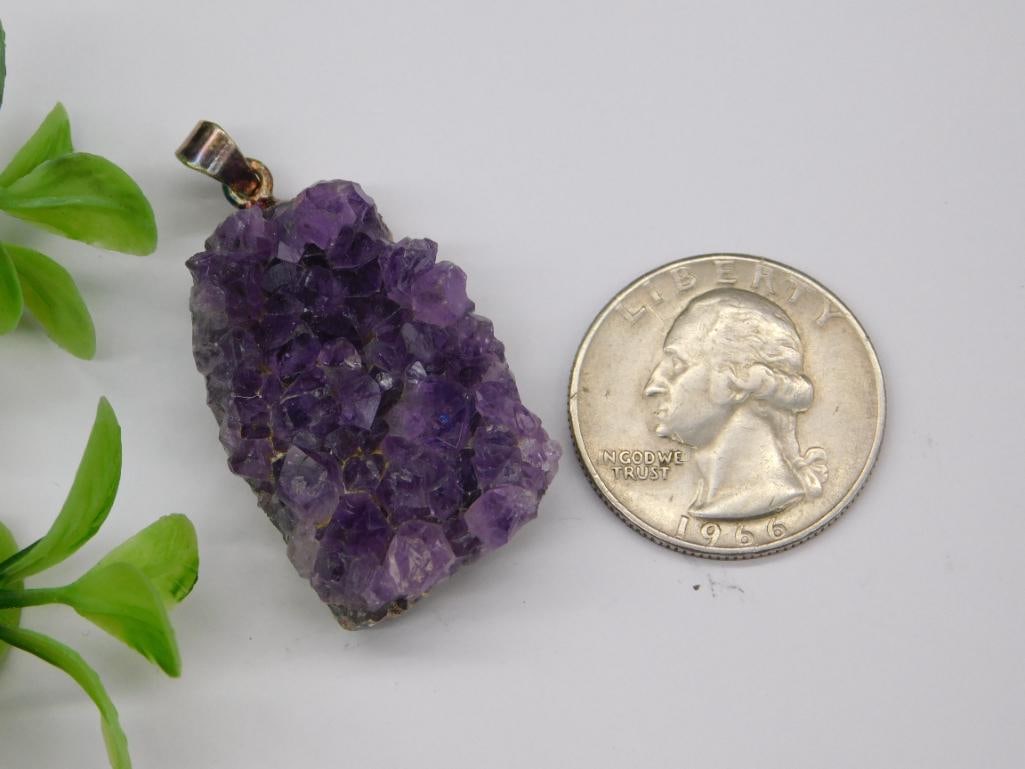AMETHYST PENDANT ROCK STONE LAPIDARY SPECIMEN - 2