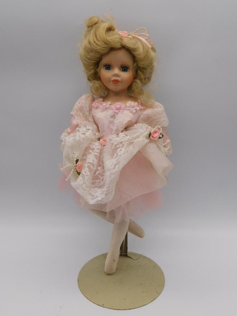 VINTAGE PORCELAIN BALLERINA DOLL ON STAND (1 of 3)