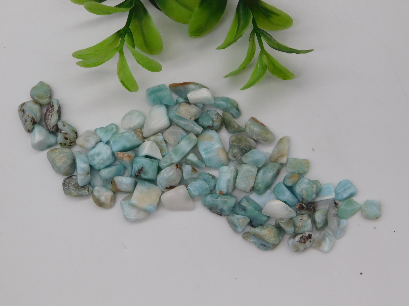 Mineral — Larimar Tumbled Chip Stones 12 Gram Lot Caribbean Blue Pectolite: Mineral — Larimar Tumbled Chip Stones 12 Gram Lot Caribbean Blue Pectolite