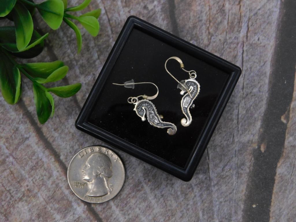 Sterling Silver Seahorse Dangle Earrings - 2