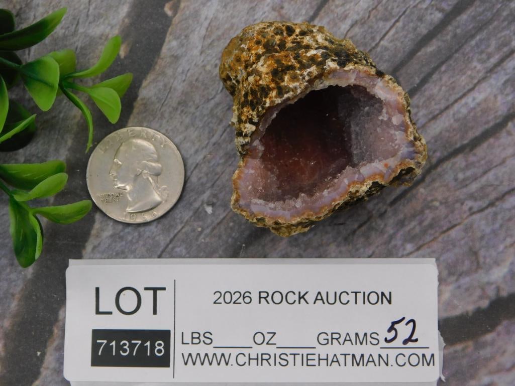 Natural Agate-Lined Geode Specimen with Druzy Crystal Interior - 3