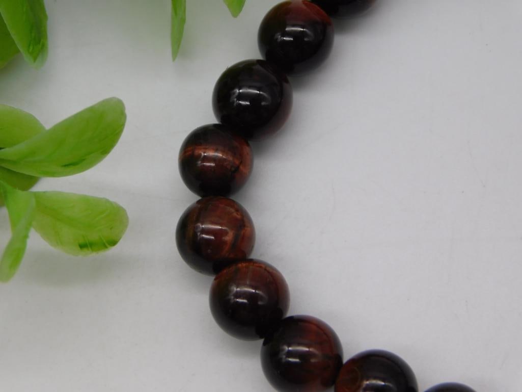 Red Tiger's Eye Beaded Stretch Bracelet - 2