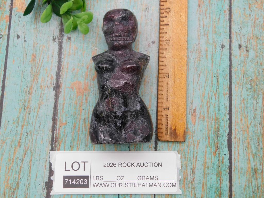 Carved Purple Crystal Skeleton Figurine - 2