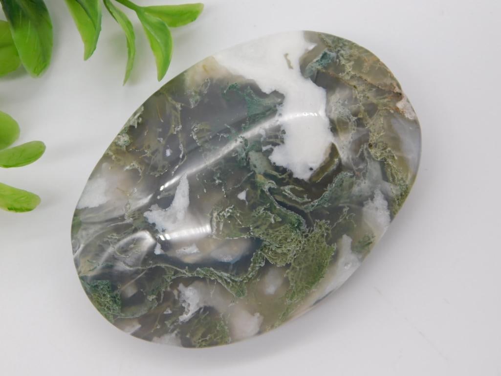 Polished Moss Agate Cabochon Stone (1 of 2)
