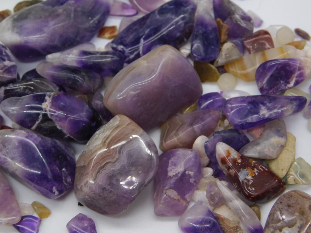 Tumbled Amethyst and Agate Crystal Lot - 2
