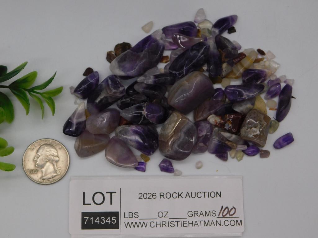 Tumbled Amethyst and Agate Crystal Lot - 3