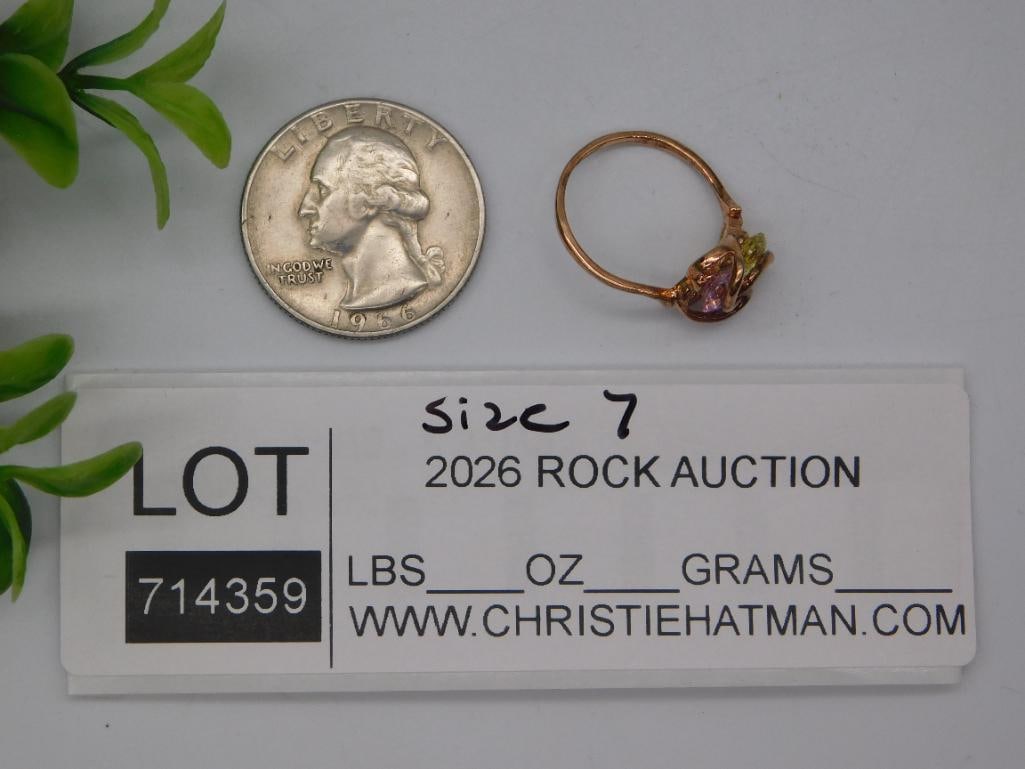 Gold-Tone Gemstone Cluster Ring - 2