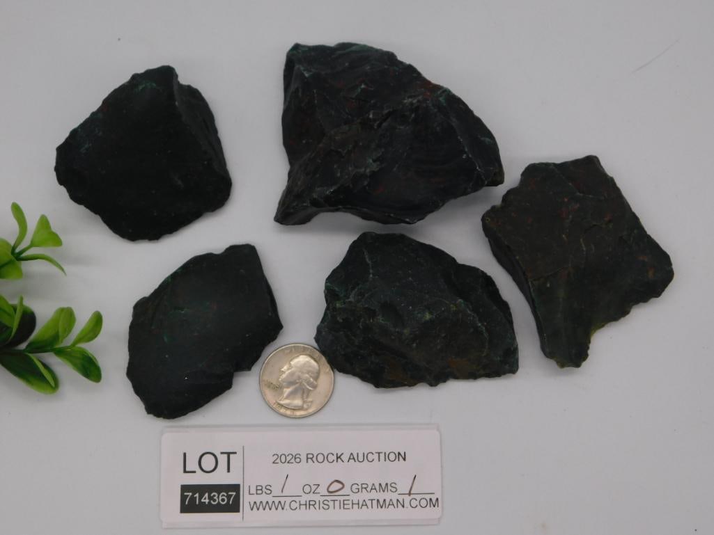 Rough Bloodstone Rock Lot - 3