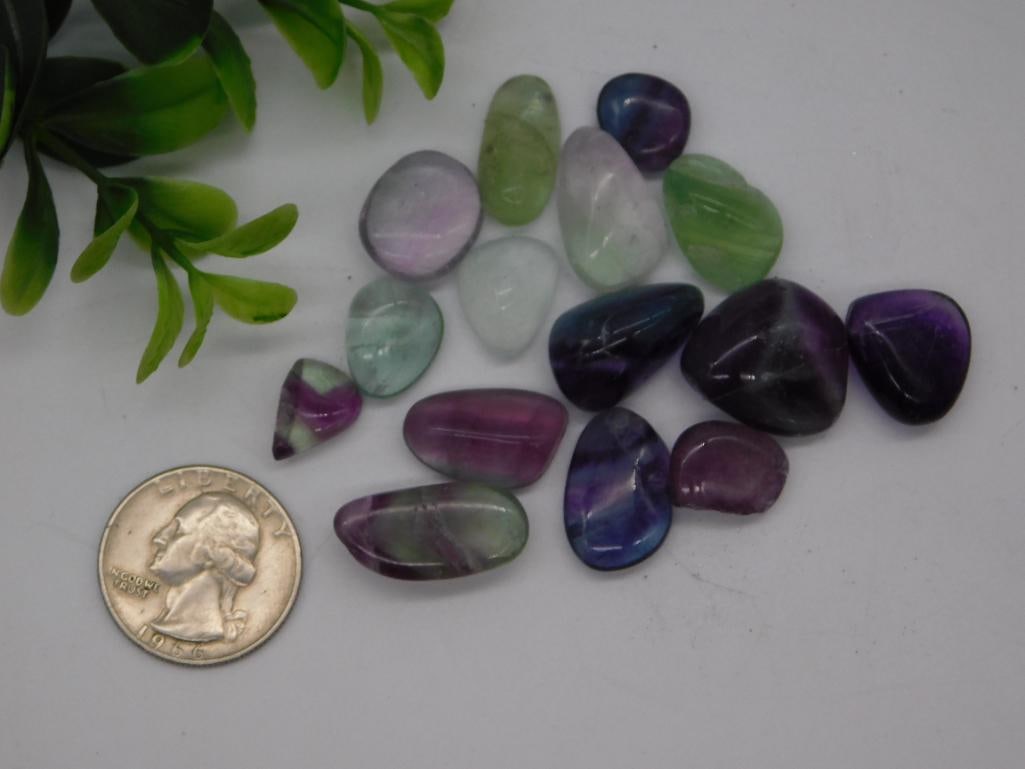 Rock Specimen Tumbled Fluorite Stone Lot - 3