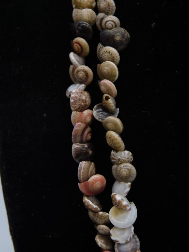 Triple Strand Natural Shell Bead Necklace - 2