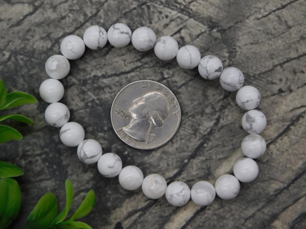 White Howlite Beaded Stretch Bracelet - 2