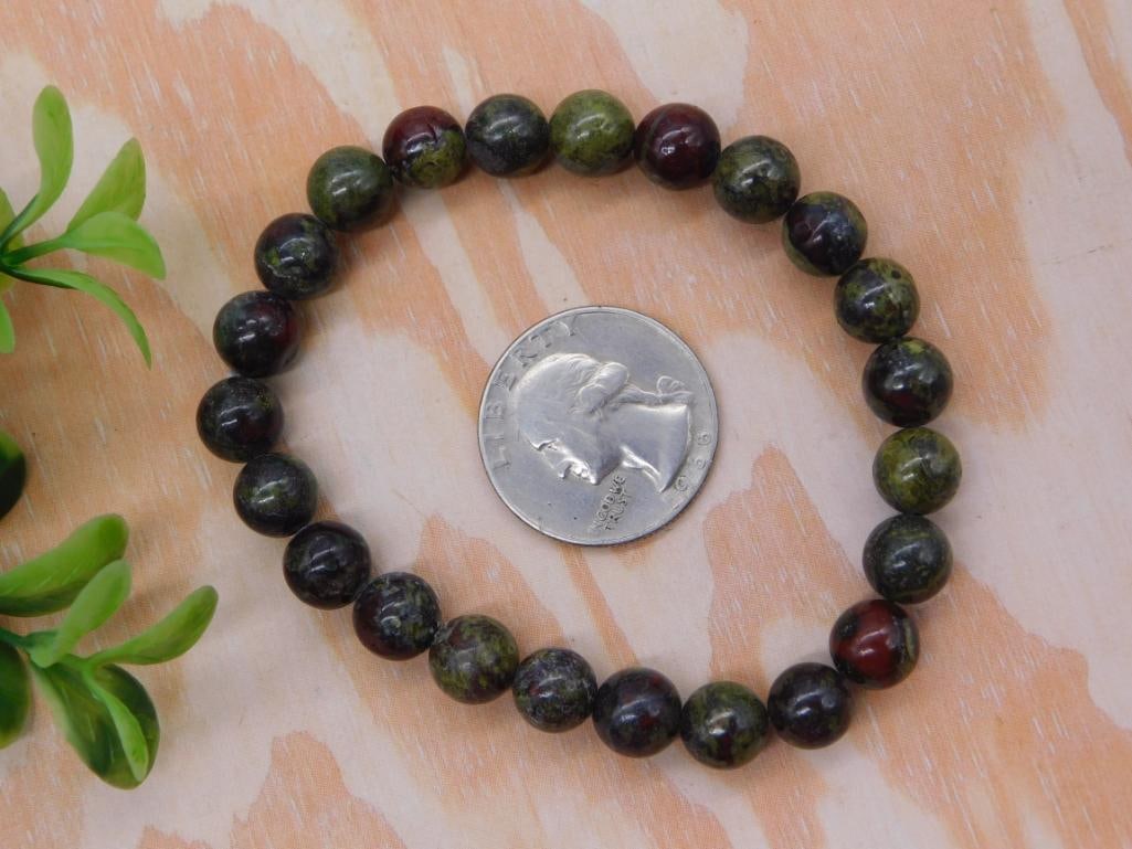 Bloodstone Bead Stretch Bracelet - 2