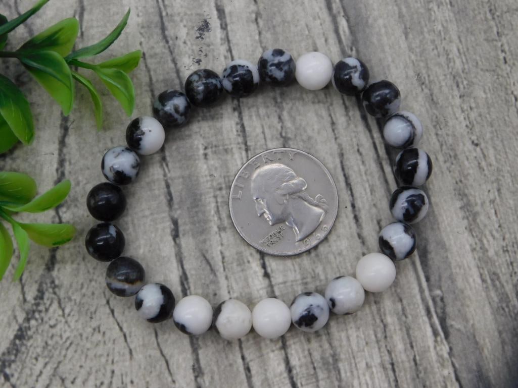 Black and White Jasper Bead Bracelet - 2