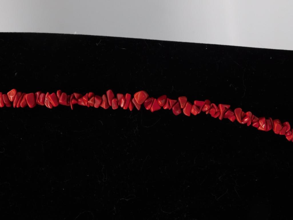 Red Coral Chip Bead Necklace - 2