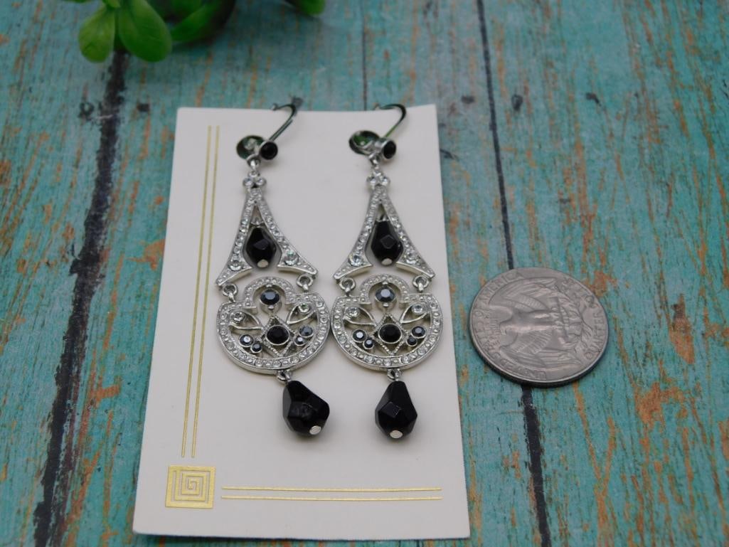 Black Rhinestone Chandelier Earrings (1 of 3)