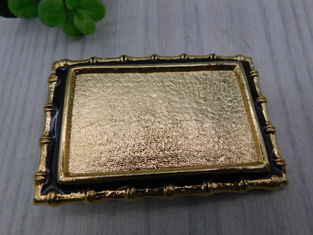Gold-Tone Bamboo Motif Trinket Dish: Gold-Tone Bamboo Motif Trinket Dish