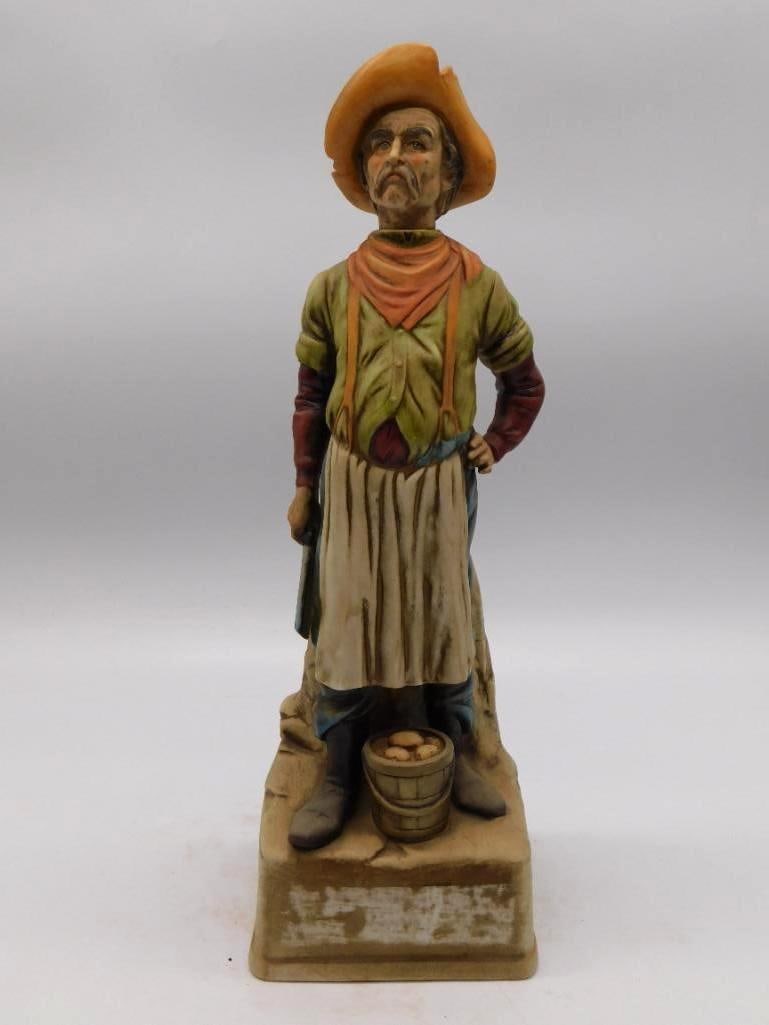 Lionstone Old West Series The Belly: A Lionstone decanter of 1969 from the Old West Series, sculpted as The Belly Robber, the chuck-wagon cook of 1849 to 1875, turned out in period costume. Stands approximately 9 inches tall. The base