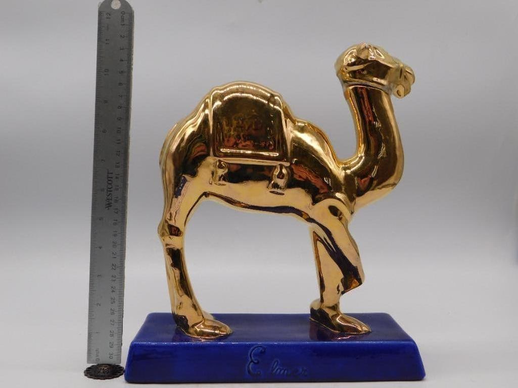Gold-Tone Ceramic Camel Decanter - 3