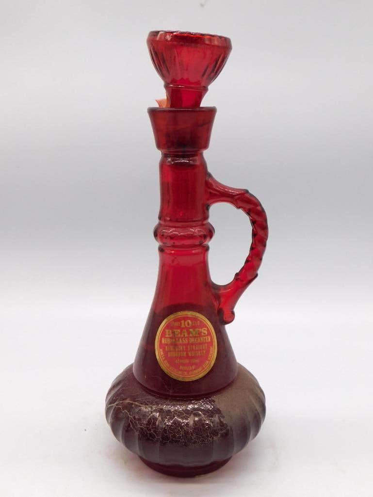 Jim Beam Ruby Glass Jug-Form Decanter (1 of 3)
