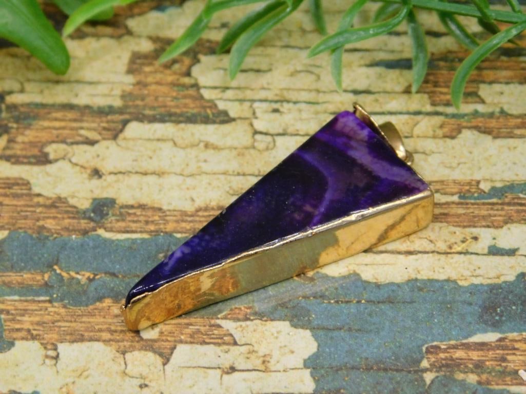AGATE SLICE PENDANT ROCK STONE LAPIDARY SPECIMEN - 5