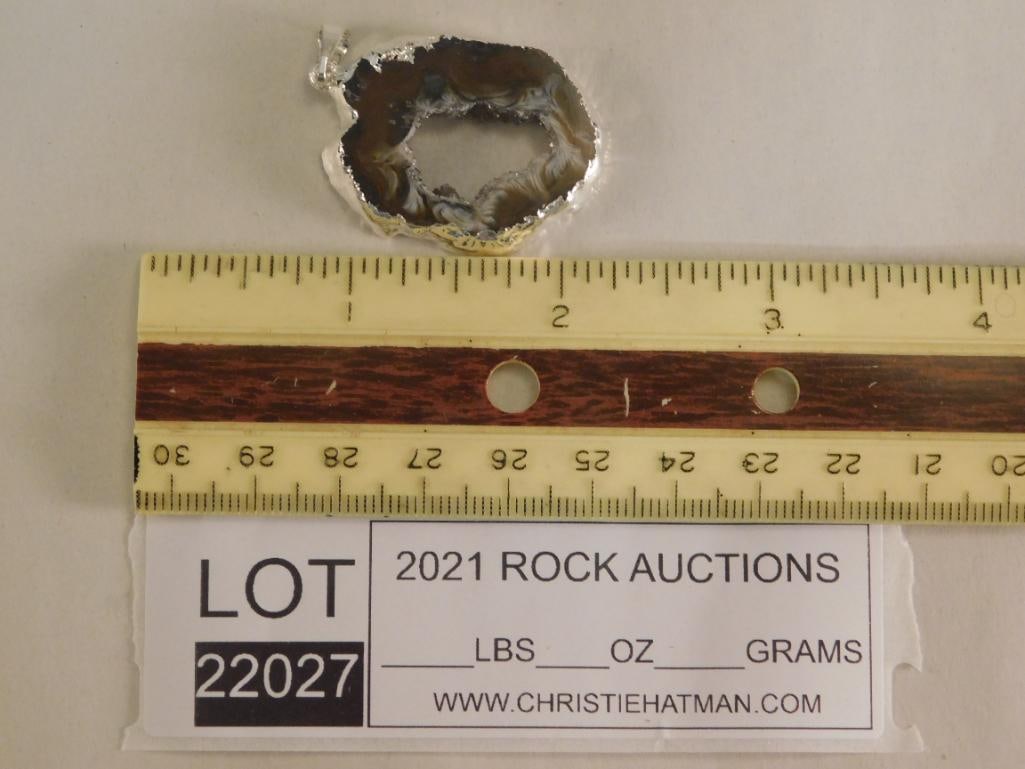 GEODE SLICE PENDANT ROCK STONE LAPIDARY SPECIMEN - 2