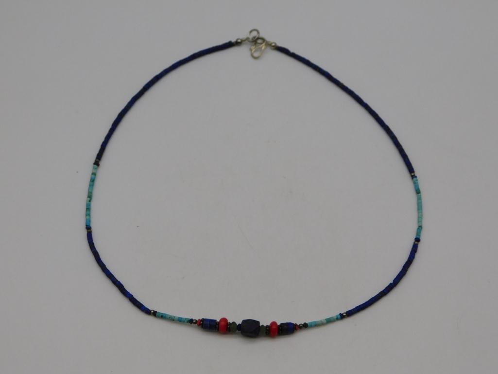 MIXED STONE NECKLACE ROCK STONE LAPIDARY SPECIMEN: Mixed Stone Necklace Rock Stone Lapidary Specimen. See photos for exact size and condition.