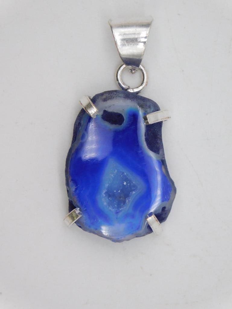 GEODE SLICE PENDANT ROCK STONE LAPIDARY SPECIMEN - 3