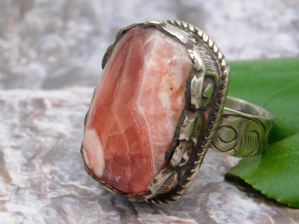 RHODOCHROSITE ADJUSTABLE RING ROCK STONE LAPIDARY SPECIMEN (1 of 10)