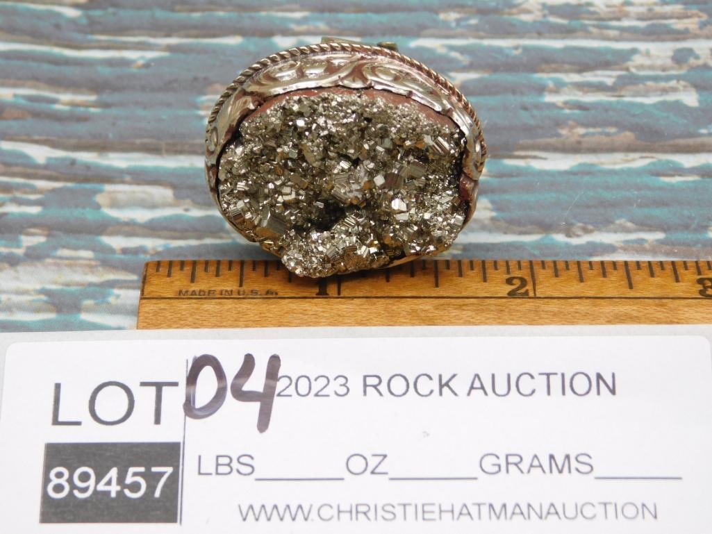 PYRITE ADJUSTABLE RING ROCK STONE LAPIDARY SPECIMEN - 6