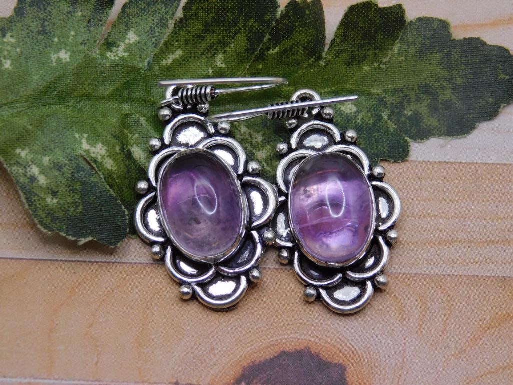 AMETRIN EARRINGS ROCK STONE LAPIDARY SPECIMEN: AMETRIN EARRINGS ROCK STONE LAPIDARY SPECIMEN