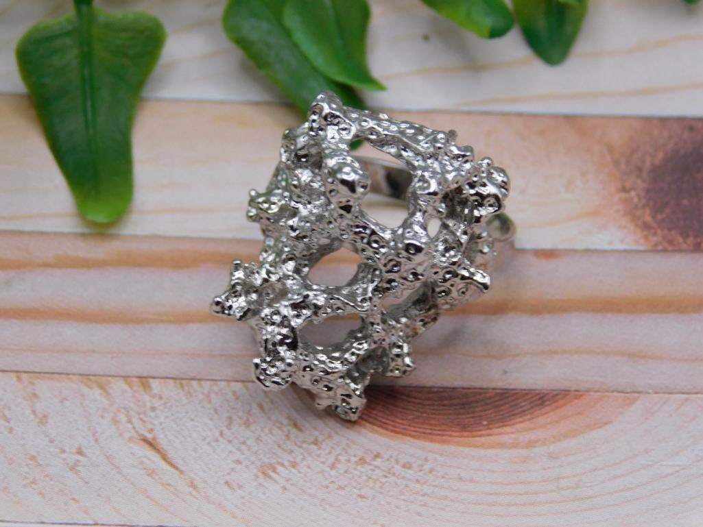 SILVER CLUSTER RING ROCK STONE LAPIDARY SPECIMEN - 5