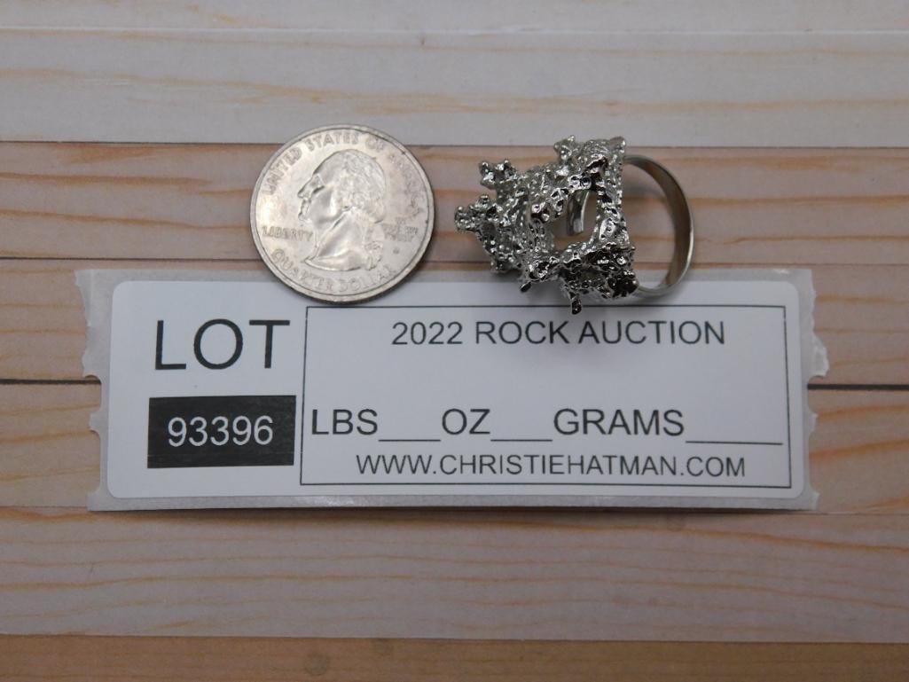 SILVER CLUSTER RING ROCK STONE LAPIDARY SPECIMEN - 8