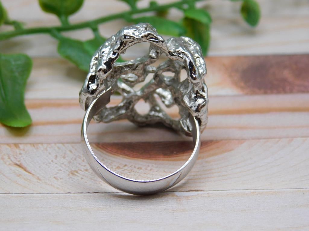 SILVER CLUSTER RING ROCK STONE LAPIDARY SPECIMEN - 15