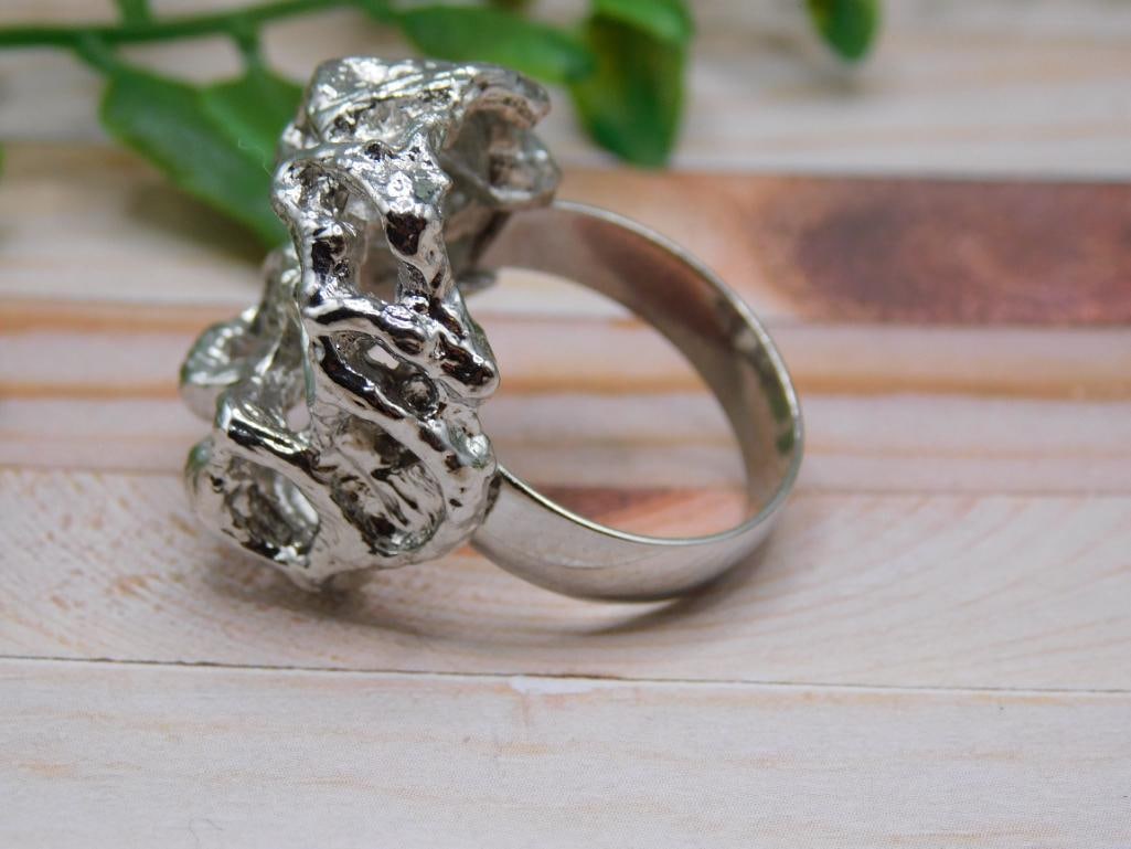 SILVER CLUSTER RING ROCK STONE LAPIDARY SPECIMEN - 6