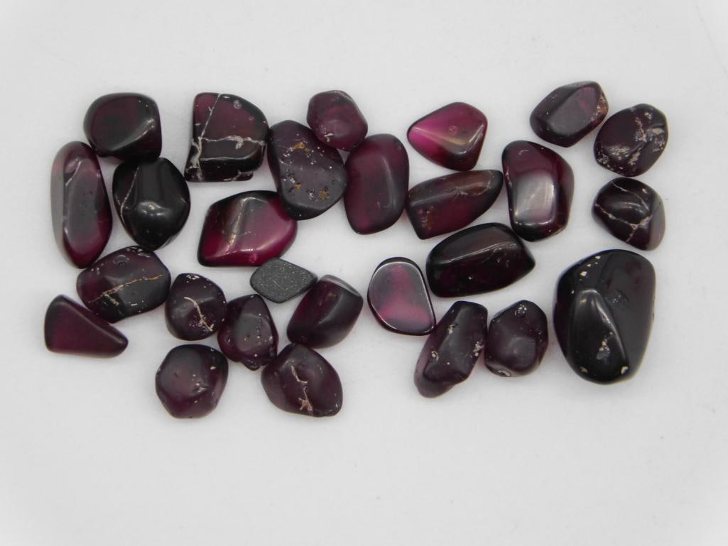 GARNET ROCK STONE LAPIDARY SPECIMEN: Garnet Rock Stone Lapidary Specimen. See photos for exact size and condition.