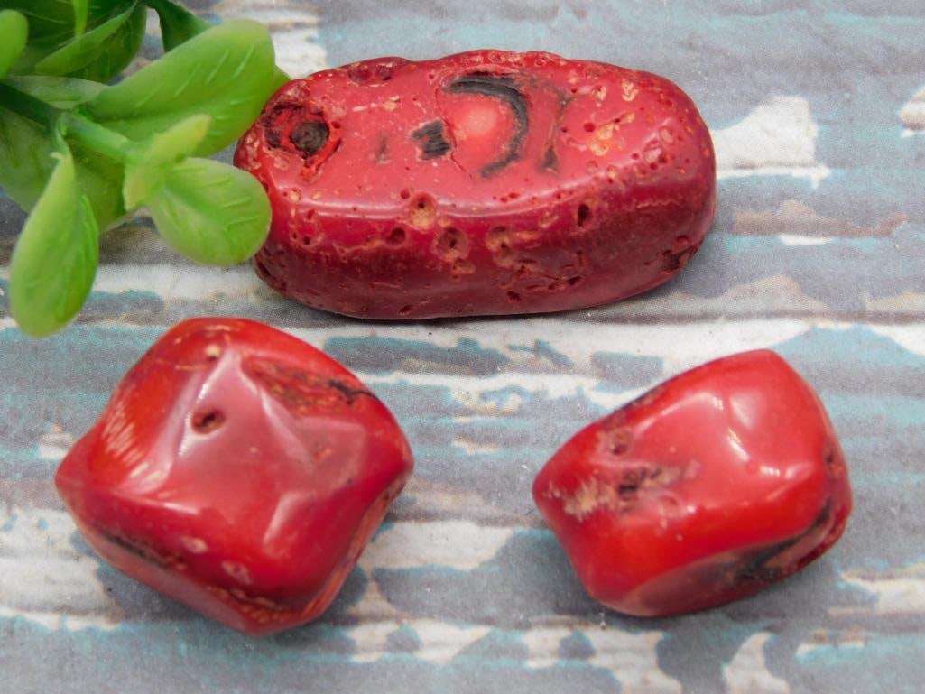 RED CORAL ROCK STONE LAPIDARY SPECIMEN (1 of 4)