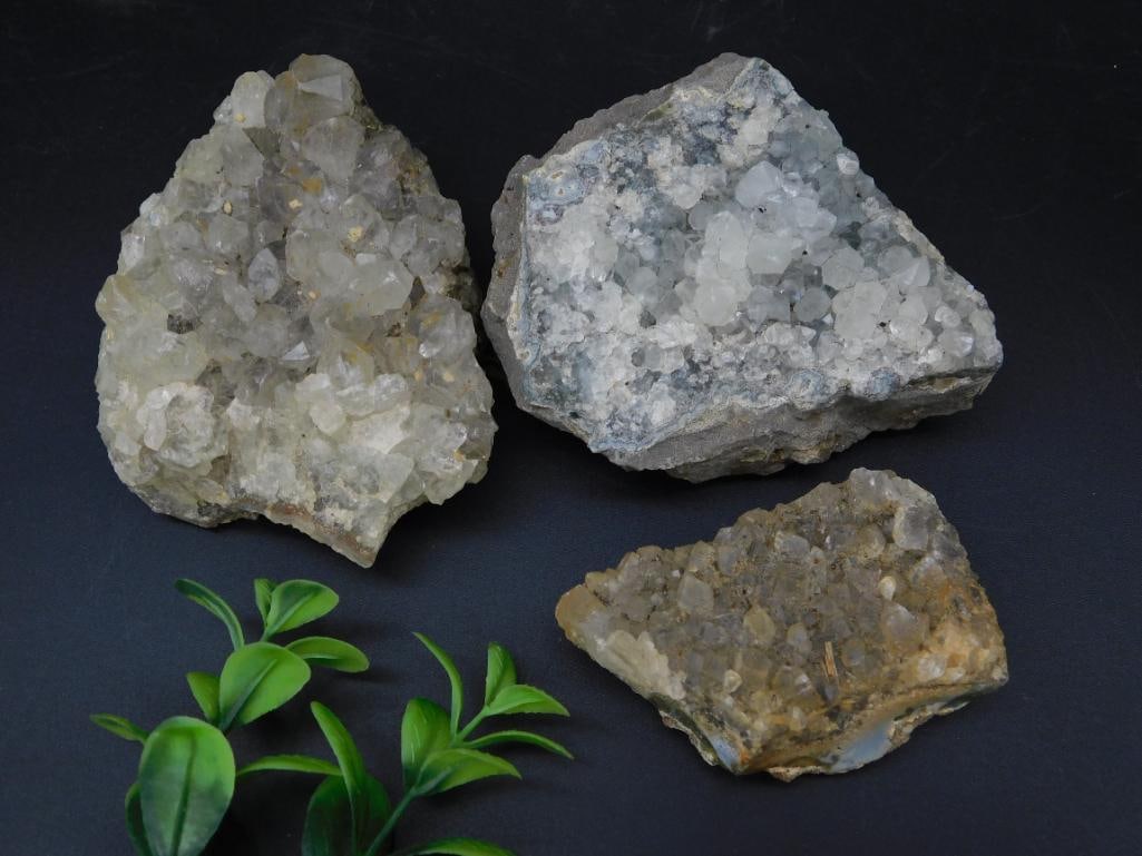 AMETHYST SET OF 3: AMETHYST SET OF 3 ROCK STONE LAPIDARY SPECIMEN