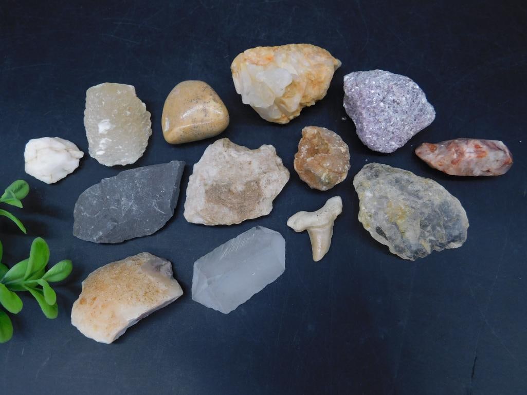 MIXED ROUGH LOT ROCK STONE LAPIDARY SPECIMEN: Mixed Rough Lot Rock Stone Lapidary Specimen. See photos for exact size and condition.
